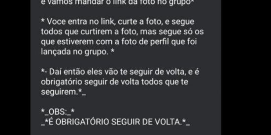 Imagem do grupo de WhatsApp Divulgação no Instagram