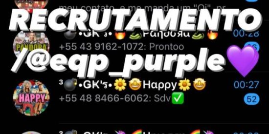 Imagem do grupo de WhatsApp RECRUTAMENTO/@eqp_purple💜