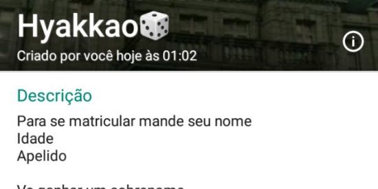 Imagem do grupo de WhatsApp Matricula escola Hyakkao