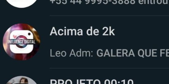 Imagem do grupo de WhatsApp Projeto influêncies