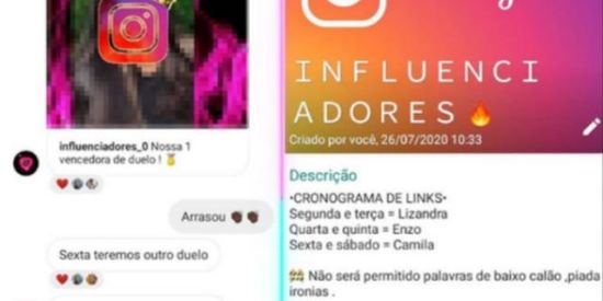 Imagem do grupo de WhatsApp "INFLUENCIADORES"