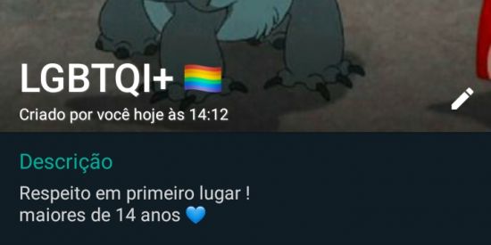 Imagem do grupo de WhatsApp LGBTQI+