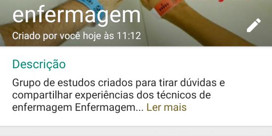 Imagem do grupo de WhatsApp No caminho da enfermagem