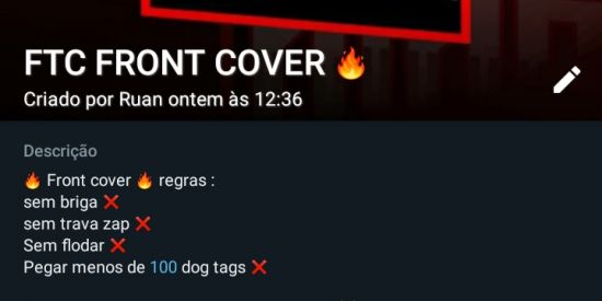 Imagem do grupo de WhatsApp FTC FRONT COVER