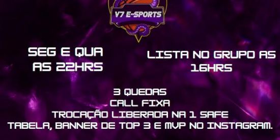 Imagem do grupo de WhatsApp X TREINO V7 E-SPORTS 💜