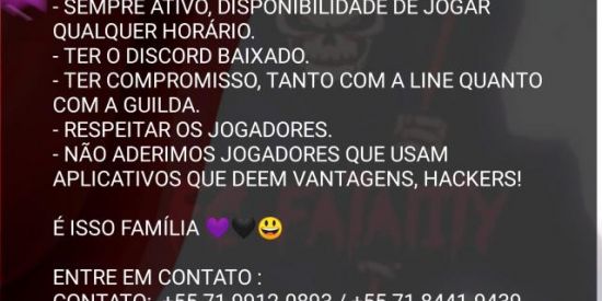 Imagem do grupo de WhatsApp RECRUTAMENTO FC-FATALITY