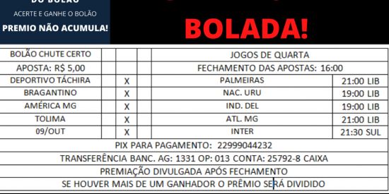 Imagem do grupo de WhatsApp CHUTE CERTO DO BOLÃO