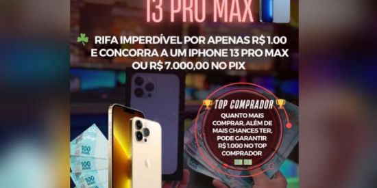 Imagem do grupo de WhatsApp Rifa iPhone 13 Pro Max 💸📲