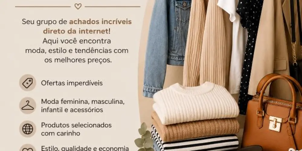 Imagem do grupo de WhatsApp Achados de Moda e vestuário unissex