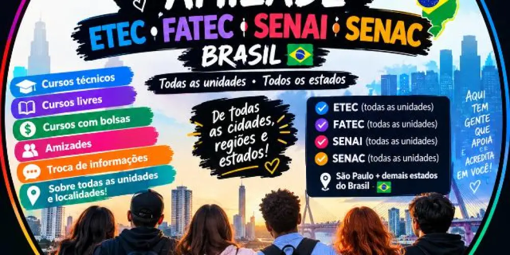 Imagem do grupo de WhatsApp 🎓🤝 AMIZADE ETEC • FATEC • SENAI • SENAC — BRASIL 🇧🇷