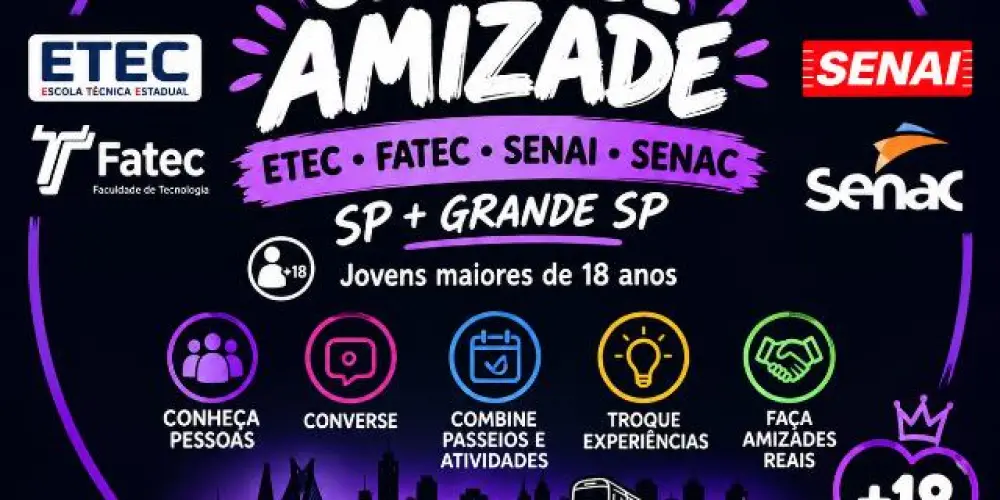 Imagem do grupo de WhatsApp AMIZADES ETEC • FATEC • SENAI • SENAC — SP + GRANDE SP