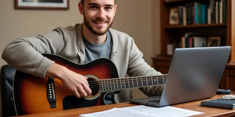 Imagem do grupo de WhatsApp Aula de violão 100% online para iniciantes