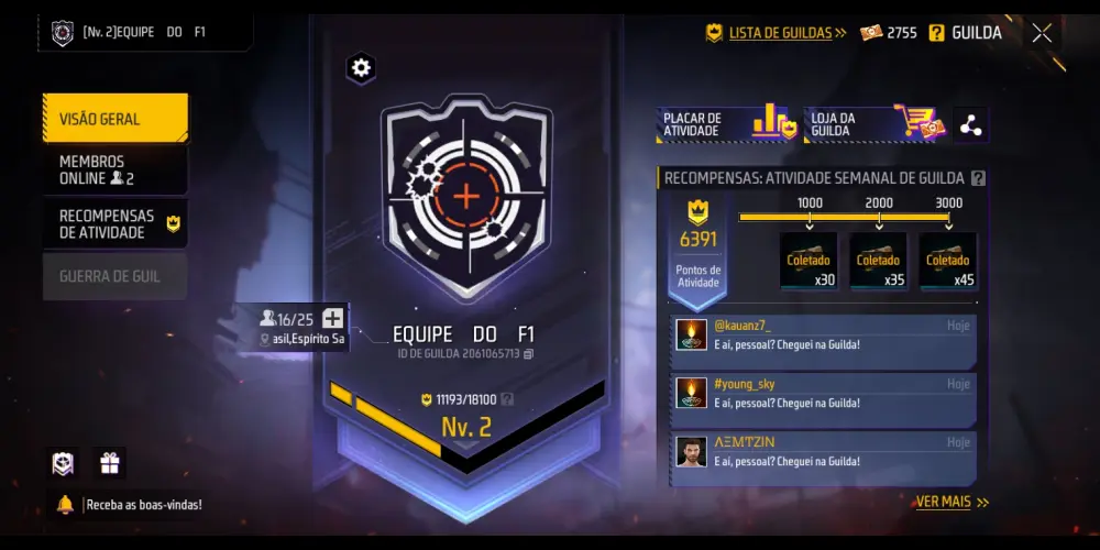 Imagem do grupo de WhatsApp F1 GUILDA