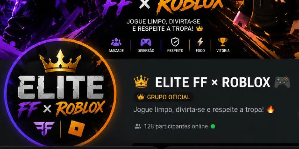 Imagem do grupo de WhatsApp 👑 𝐄𝐋𝐈𝐓𝐄 FF × ROBLOX 🎮