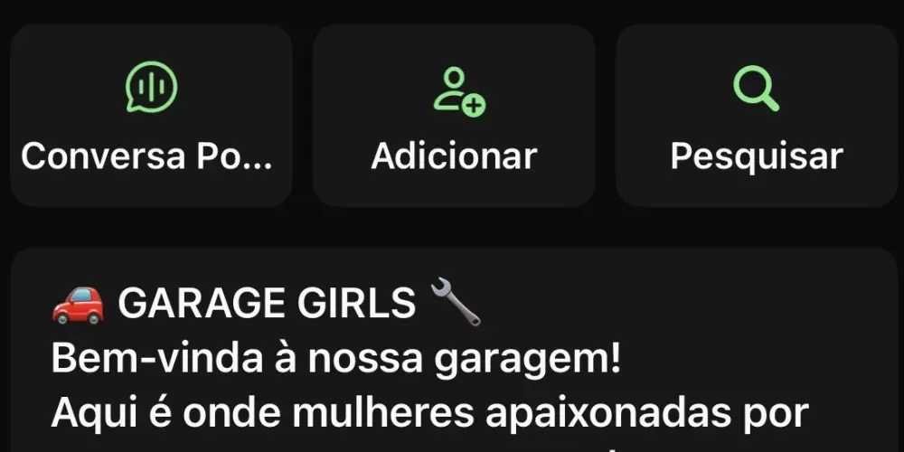 Imagem do grupo de WhatsApp garage girls