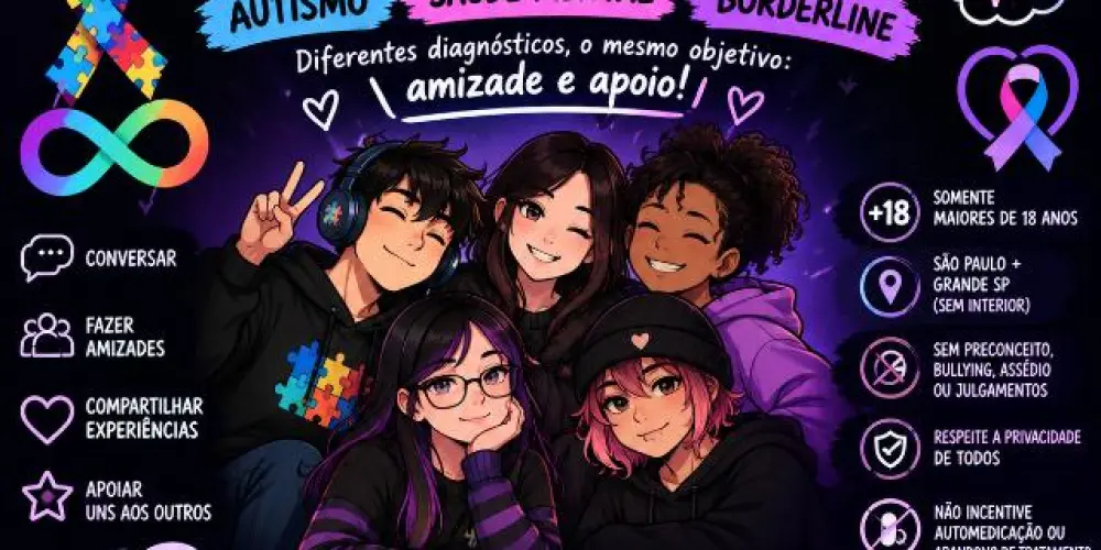 Imagem do grupo de WhatsApp 🧩💜 GRUPO DE AMIZADE — AUTISMO • SAÚDE MENTAL • BORDERLINE
