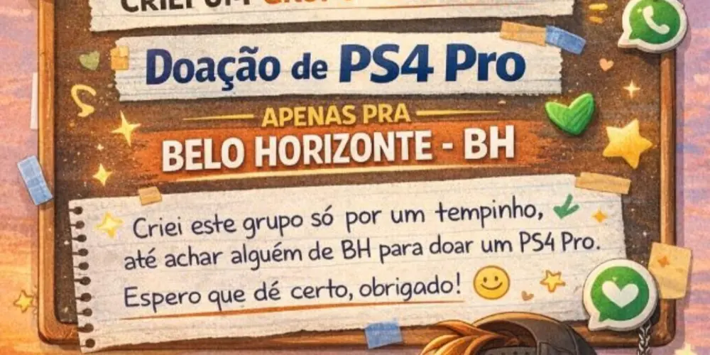 Imagem do grupo de WhatsApp 🤝 Grupo para Me Ajudar – Doação de PS4 (BH)
