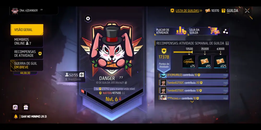 Imagem do grupo de WhatsApp GUILDA DANGER RECRUTANDO PARA GUILDA VEM JOGAR MAIS AGENTE!!