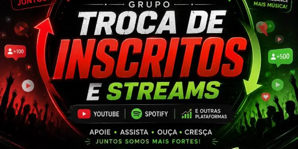 Imagem do grupo de WhatsApp NOVO | Troca de inscritos e reproduções | YouTube e Spotify