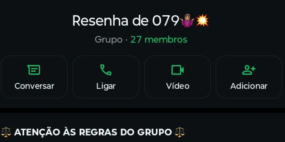 Imagem do grupo de WhatsApp Resenha de 079🤷🏽‍♂️💥